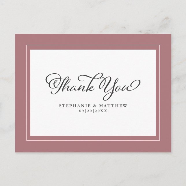 Carte Postale Mariage Dusty Rose Chic Frontières modernes (Devant)