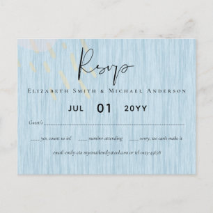 Carte Postale Mariage écriture or bleu poussiéreux de budget