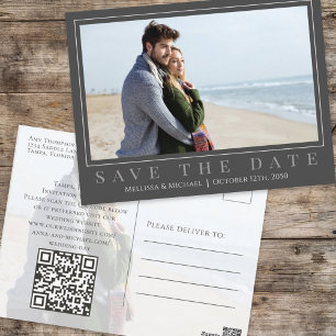 Carte Postale Mariage élégant Enregistrer la photo Date