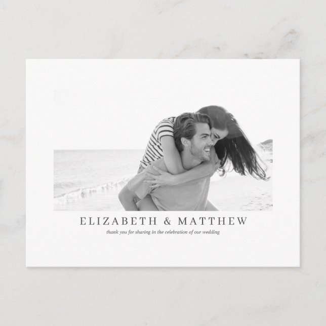 Carte Postale Mariage | Élégante photo personnalisée moderne (Devant)