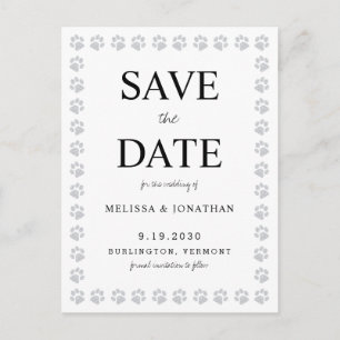 Carte Postale Mariage Empreintes de pattes Simple Enregistrer La