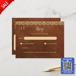 Carte Postale Mariage en dentelle d'or en terre cuite RSVP pour