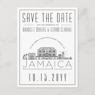 Carte Postale Mariage en Jamaïque Styliszed Skyline Enregistrer 