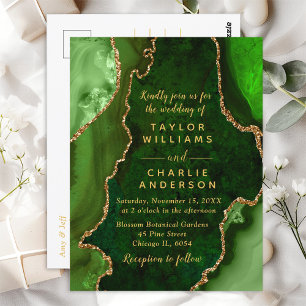 Carte Postale Mariage en marbre vert et or