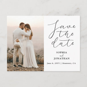 Carte Postale Mariage Enregistrer la date Photo Chic Elegant Scr