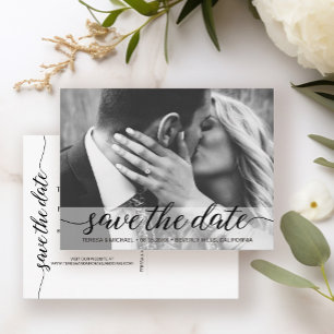 Carte Postale Mariage Enregistrer La Date Script Moderne Photo