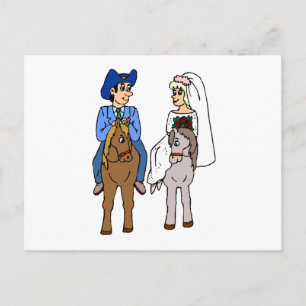 Carte Postale Mariage Équestre Mariée Marié Thème Chevalin Équin