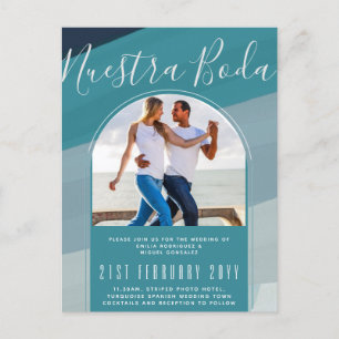 Carte Postale Mariage espagnol turquoise Nuestra Boda PHOTO