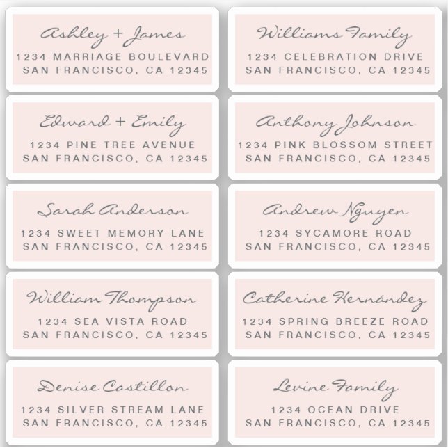 Carte postale Mariage  Étiquette de adresse invité (Devant)