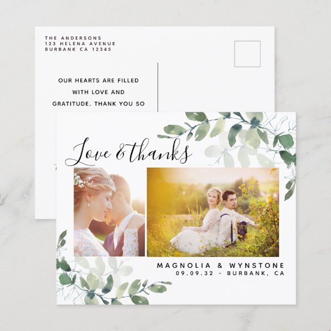 Carte postale Mariage Eucalyptus (Devant / Derrière)