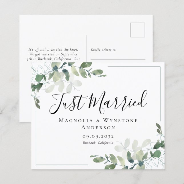 Carte postale Mariage Eucalyptus BUDGET (Devant / Derrière)