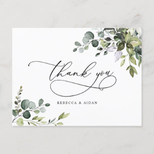 Carte postale Mariage Eucalyptus Green Merci