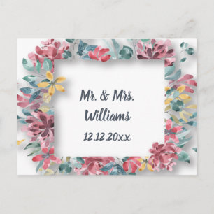 Carte Postale Mariage Félicitations Conseil Fleurs Élégantes