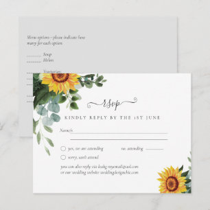 Carte Postale Mariage Feuille des tournesols rustiques Eucalyptu