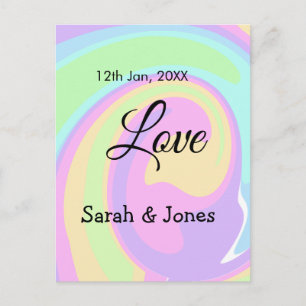 Carte Postale Mariage fiançailles couple coloré bohpattern