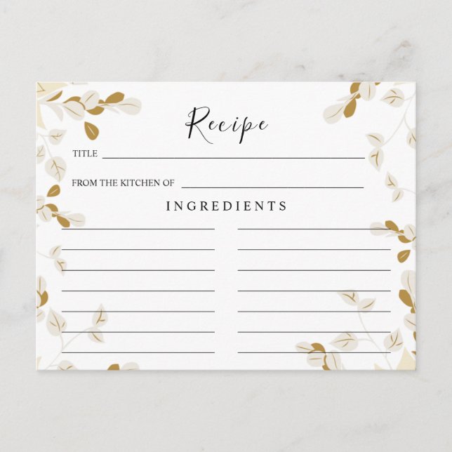 Carte Postale Mariage fleur sauvage, Boho Floral Recette Card (Devant)