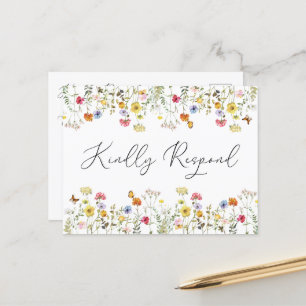 Carte Postale Mariage Fleur sauvage d'aquarelle choix de l'arbre