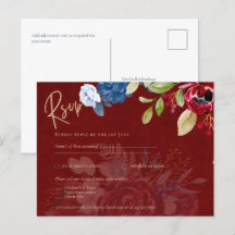 Mariage Floral bleu Bourgogne rustique RSVP