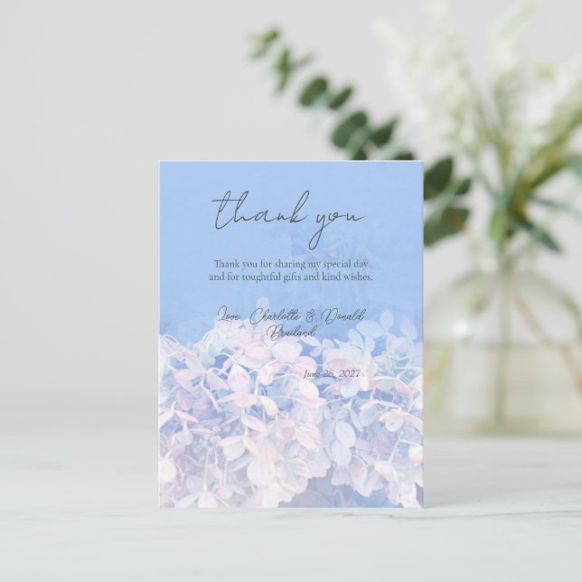 Carte Postale Mariage Floral Hydrangea Romantique  (Debout devant)