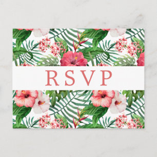 Carte Postale Mariage floral tropical RSVP
