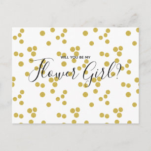 Carte postale mariage Flower Girl Gold Confetti Sc