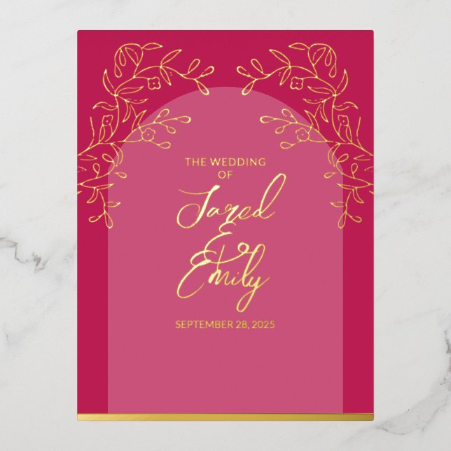 Carte postale mariage Foil Invitation (Recto)
