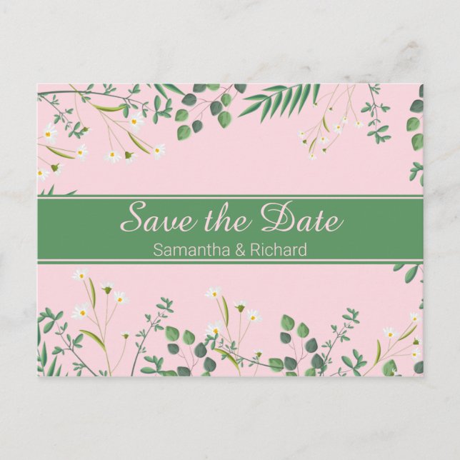 Carte Postale Mariage frontalier floral délicat (Devant)