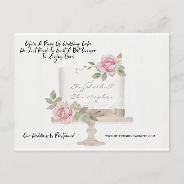 Carte Postale Mariage Gâteau drôle changement de date reporté (Devant)