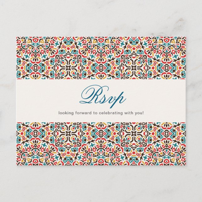 Carte Postale Mariage géométrique en treillis marocain (Devant)