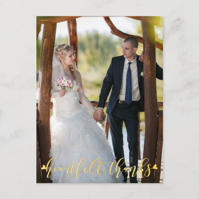 Carte Postale Mariage Gold HEARTFELT MERCI, Photos avant/arrière (Devant)