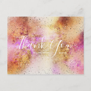 Carte postale Mariage Gold Pink Sky Merci Script
