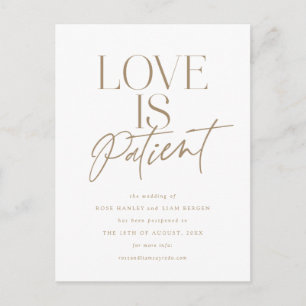 Carte Postale Mariage Gold Script Love reporté Modifier la date