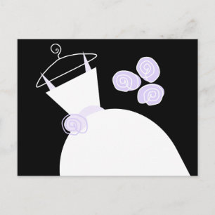 Carte Postale Mariage Gown violet noir pastel horizontal