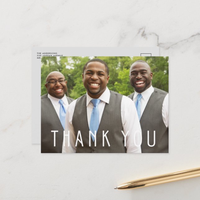 Carte Postale Mariage Groomsmen Best Man Photo Merci (Devant/Arrière en situation)