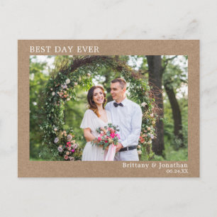 Carte Postale Mariage Kraft Minimaliste Moderne Meilleur Jour