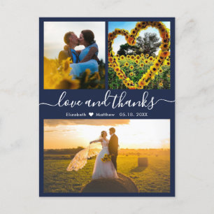 Carte Postale Mariage Love et Merci Photo Collage Merci