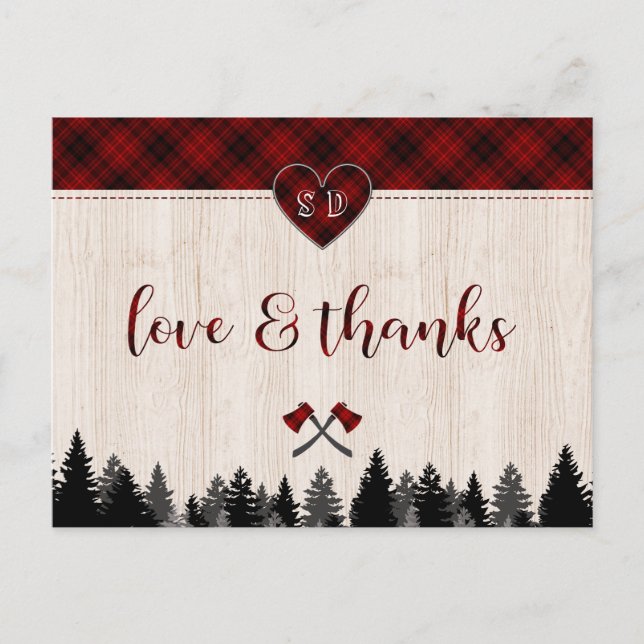 Carte Postale Mariage LumberJack et Jill Anniversaire Merci (Devant)