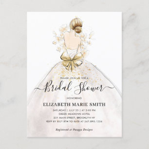 Carte Postale Mariage mariée robe robe nuptiale douche Invitatio