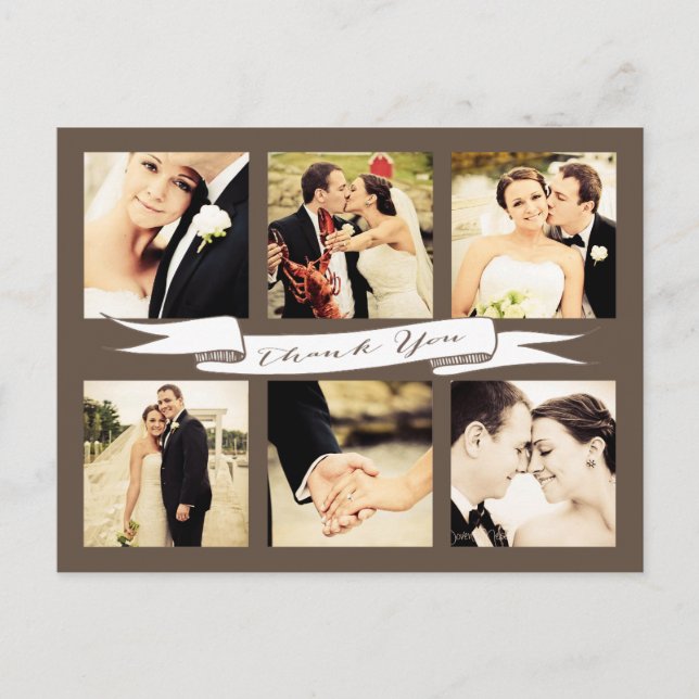 Carte Postale Mariage Merci Bannière Typographie de script Photo (Devant)