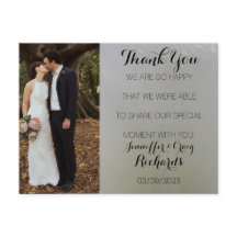 Carte postale mariage Merci blanc Floral