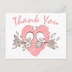 Carte postale Mariage Merci Coeur rose