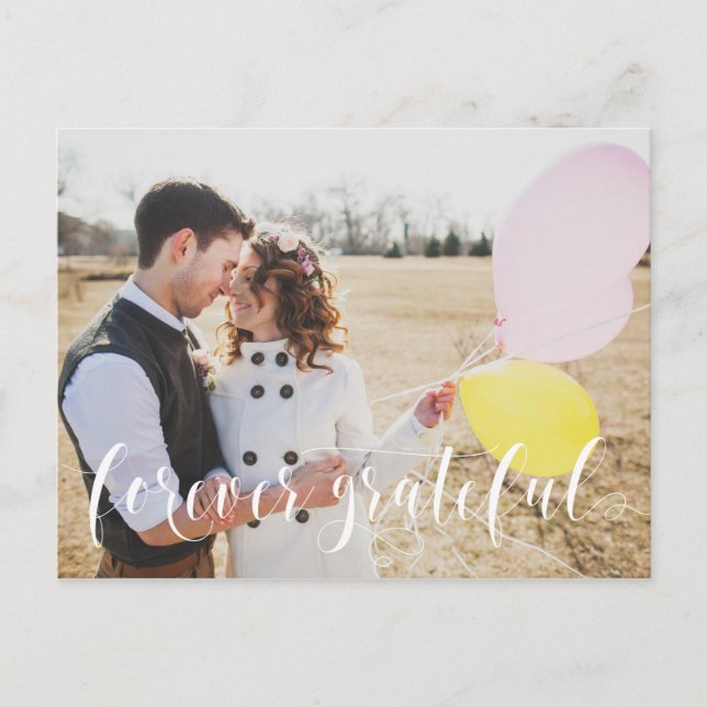 Carte postale Mariage Merci de script (Devant)