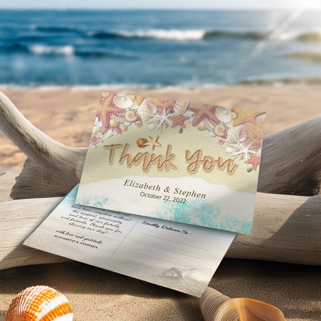 Carte Postale Mariage Merci Été Plage Starfish Seashell (Créateur téléchargé)