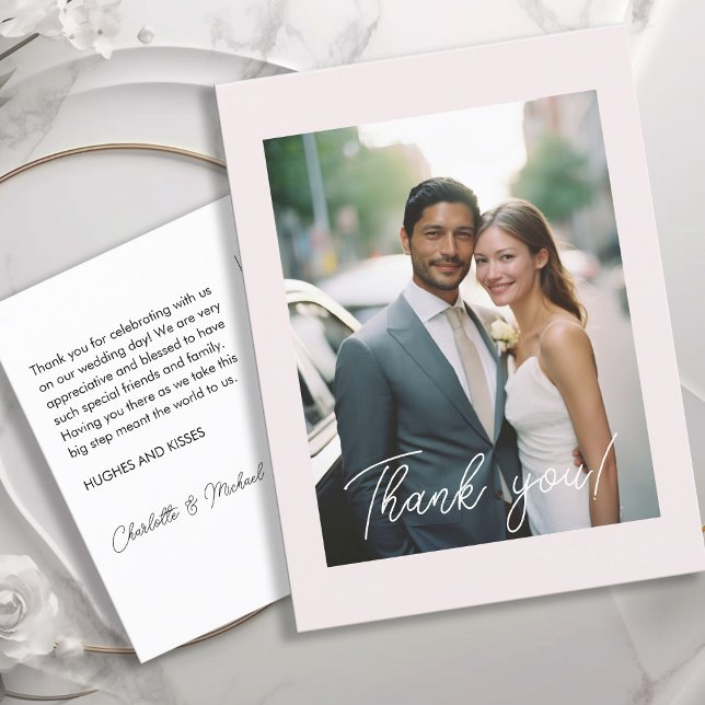 Carte Postale Mariage Merci manuscrit 1 photo (Créateur téléchargé)