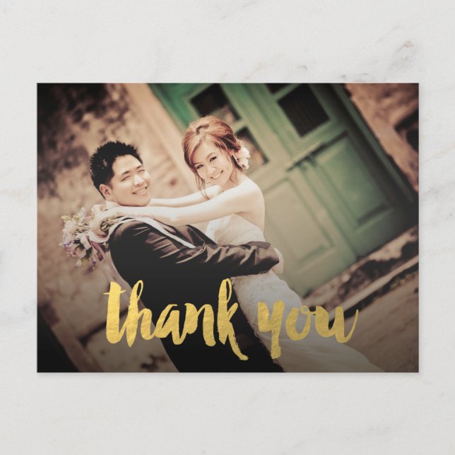 Carte postale Mariage Merci or (Devant)