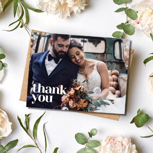 Carte Postale Mariage Merci photo simple et moderne