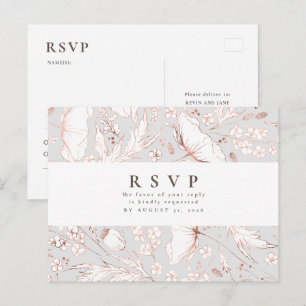 Carte Postale Mariage minimaliste à la main des Fleurs sauvages