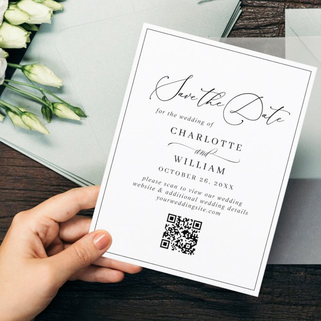 Carte Postale Mariage minimaliste élégant Enregistrer la date Co (Créateur téléchargé)