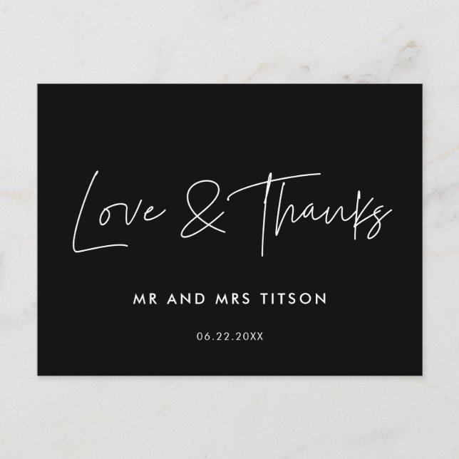 Carte Postale Mariage minimaliste moderne merci (Devant)