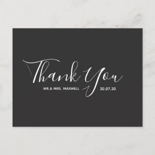 Carte Postale Mariage Minimaliste Remerciements Calligraphie Sim